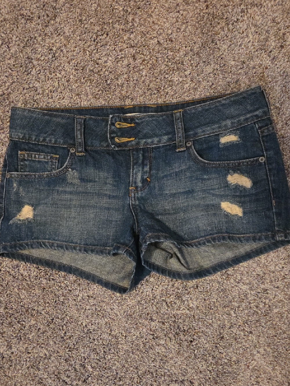 Charlotte Russe Dark Blue Distressed Denim Shorts